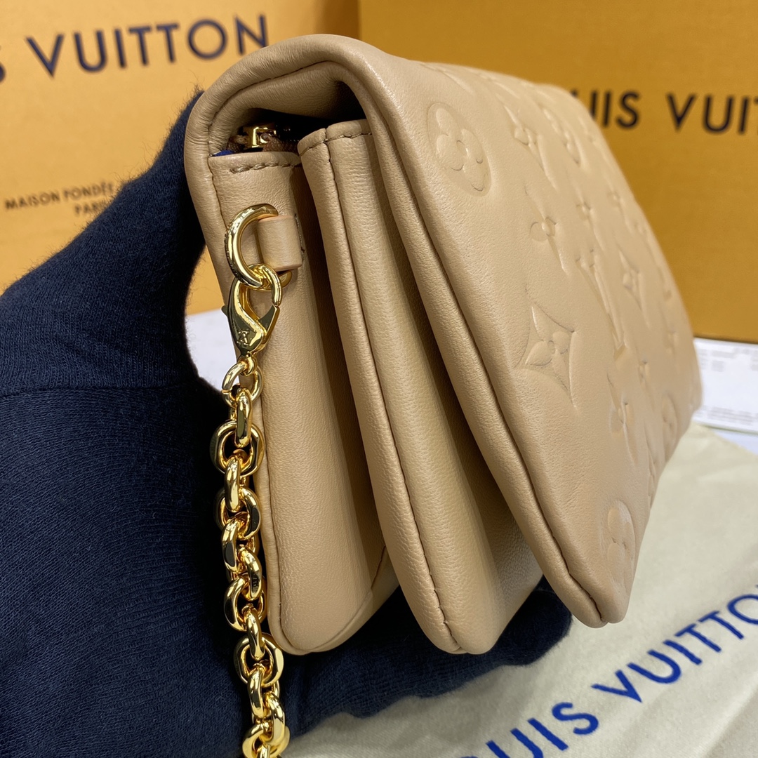 Louis Vuitton POCHETTE COUSSIN Handbag Monogram Embossed M80999 Gold